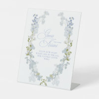 Elegant Blue Floral How Many Kisses Bridal Shower
