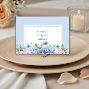Elegant Blue Floral Hydrangea Wedding Place Cards