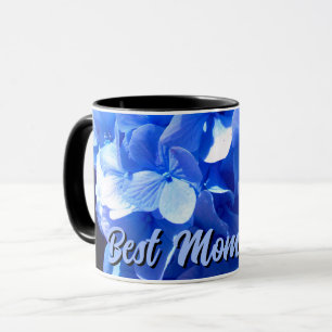 Elegant blue floral hydrangeas Best Mum Ever Mug