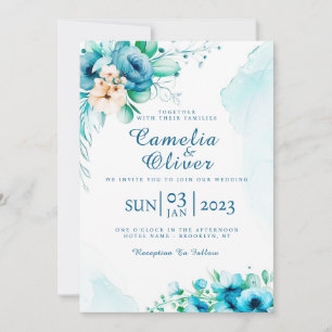Elegant Blue Floral Invitation Card