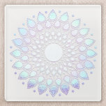 Elegant Blue Floral  Lotus Mandala Glass Coaster<br><div class="desc">Unique artistic design featuring faux foil lotus mandala. Great design for an energy worker,  counsellor life coach and more.</div>