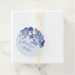 Elegant Blue Floral Lotus Thank You Message Favour Tags