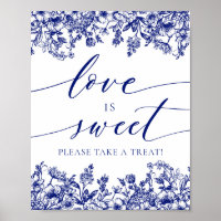 Elegant Blue Floral Love is Sweet Treat Favour Sig