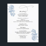 Elegant Blue Floral Modern Script Wedding Menu<br><div class="desc">Collection Name: Elegant Calligraphy (Dusty Blue) by Amber Creative Studio.
Matching Items: https://www.zazzle.com/collections/119283165808263325
To make advanced changes,  select Personalize -> Edit using Design tool.</div>