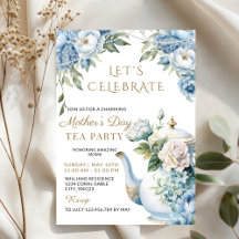 Elegant Blue Floral Mother's Day Tea Party 
