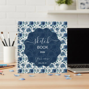 Elegant Blue Floral Notebook