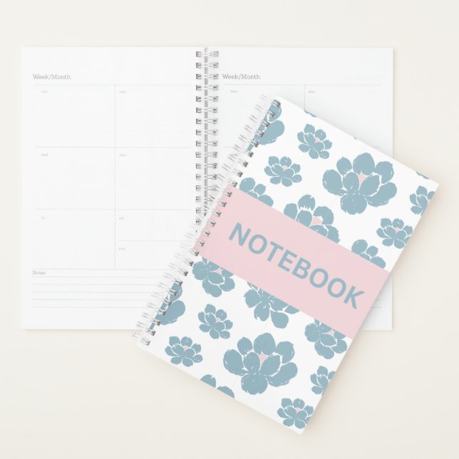 Elegant Blue Floral Notebook Planner (Display)