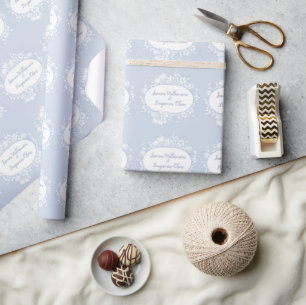 Elegant Blue Floral Open House Wedding Reception I Wrapping Paper