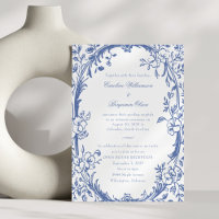Elegant Blue Floral Open House Wedding Reception 