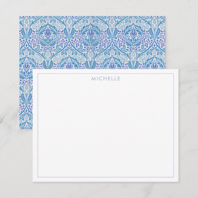 Elegant Blue Floral Pattern Card (Front/Back)