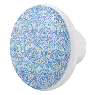 Elegant Blue Floral Pattern Ceramic Knob
