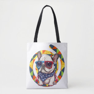 Elegant Blue Floral Pattern Ceramic Tote Bag
