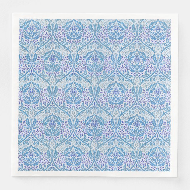 Elegant Blue Floral Pattern Napkin (Front)