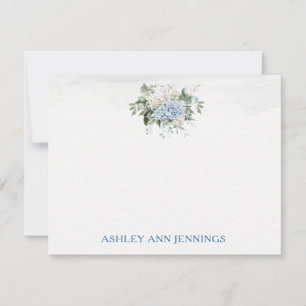 Elegant Blue Floral Personal Stationery Note Cards