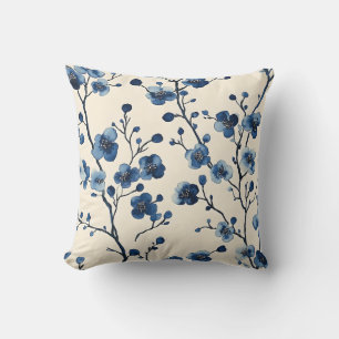 Elegant Blue Floral Pillow