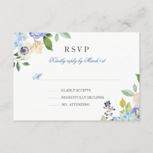 Elegant Blue Floral Quinceanera RSVP