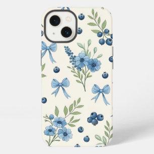 Elegant Blue Floral & Ribbon iPhone 13 Case – Aest