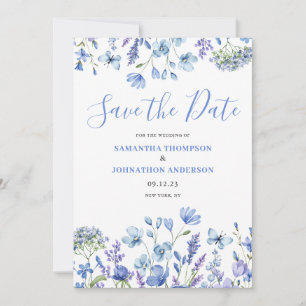 Elegant Blue Floral Save The Date