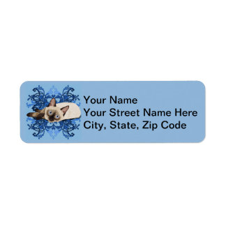 Elegant Blue Floral Siamese Cat Pretty Feline