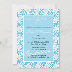 Elegant blue floral summer graduation party invitation