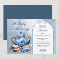 Elegant Blue Floral Tea Set Baby Shower Tea 