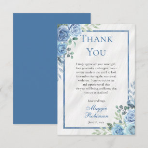 Elegant Blue Floral Thank You Card