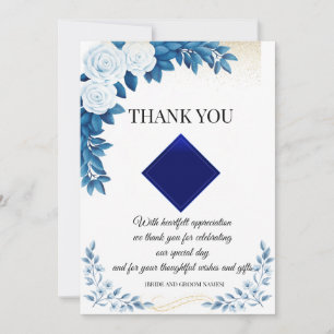 Elegant Blue Floral Thank You Card