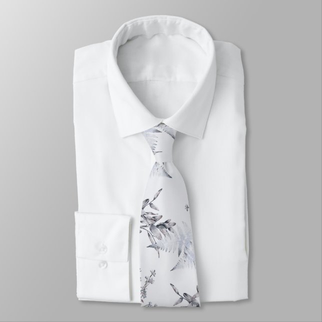 Elegant Blue Floral  Tie (Tied)