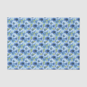 elegant blue floral tiled pattern garden party tissue paper