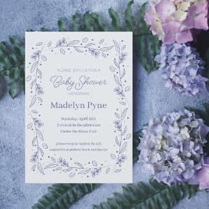 Elegant Blue Floral Vines Baby Shower Invitation
