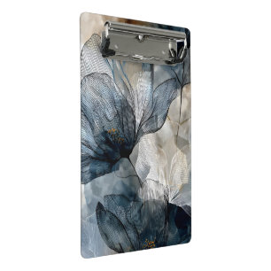 Elegant Blue Floral Watercolor Abstract Art Mini Clipboard