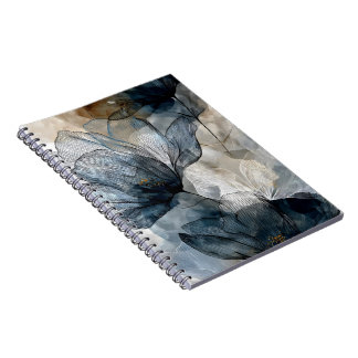 Elegant Blue Floral Watercolor Abstract Art Notebook