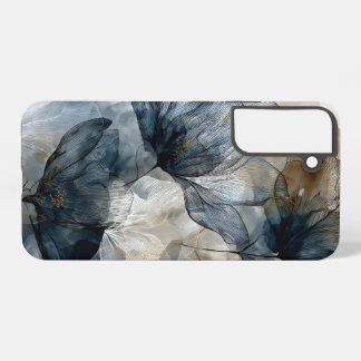 Elegant Blue Floral Watercolor Abstract Art Samsung Galaxy Case