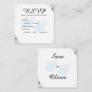 Elegant Blue Floral Watercolor Square Business Card