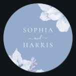 Elegant Blue Floral Watercolor Wedding Classic Round Sticker<br><div class="desc">Elegant Blue Floral Watercolor Wedding Classic Round Sticker

See matching collection in Niche and Nest Store</div>