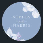 Elegant Blue Floral Watercolor Wedding Classic Round Sticker<br><div class="desc">Elegant Blue Floral Watercolor Wedding Classic Round Sticker

See matching collection in Niche and Nest Store</div>