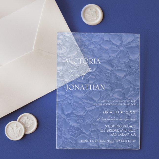 Elegant Blue Floral Wedding  Acrylic Invitations (Creator Uploaded)