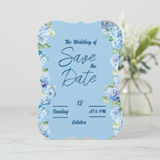 Elegant Blue Floral Wedding card
