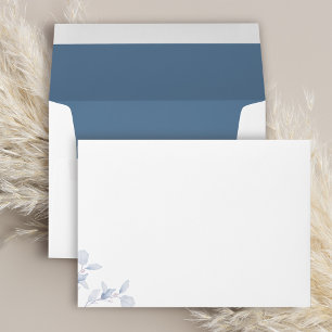 Elegant Blue Floral Wedding Custom Envelope