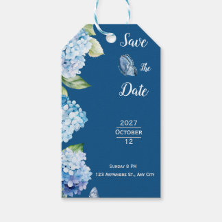 Elegant Blue Floral Wedding Gift Tags