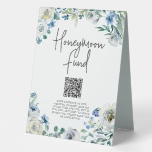 Elegant Blue Floral Wedding Honeymoon Fund