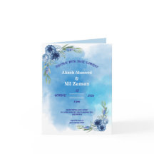Elegant Blue Floral Wedding Invitation