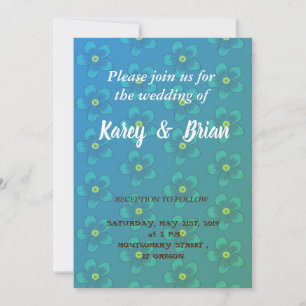 Elegant Blue Floral , Wedding Invitation