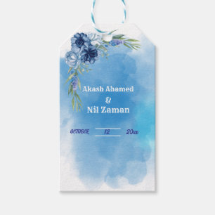 Elegant Blue Floral Wedding Invitation Gift Tags