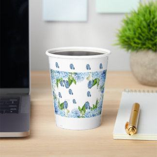 Elegant Blue Floral Wedding Paper Cups