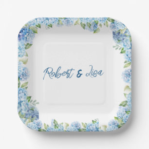 Elegant Blue Floral wedding Paper Plate