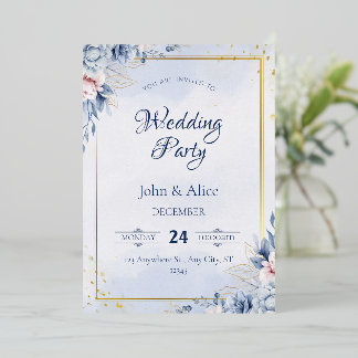 Elegant Blue Floral Wedding Party