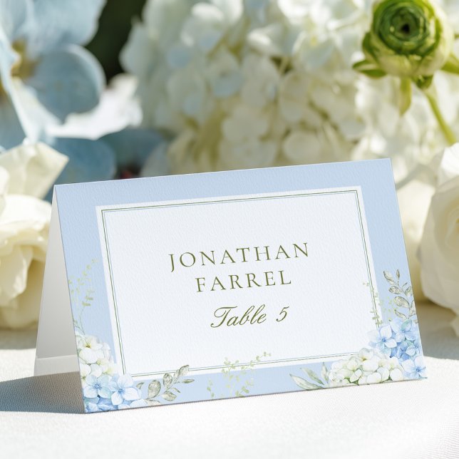 Elegant Blue Floral Wedding Place Cards (Creator Uploaded)