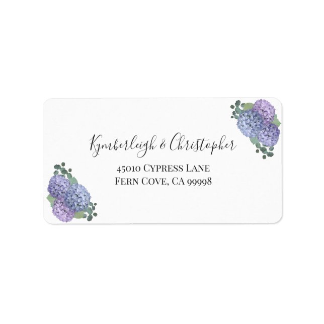 Elegant Blue Floral Wedding RSVP Return Address Label (Front)