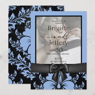 Elegant blue floral wedding save the date  invitation